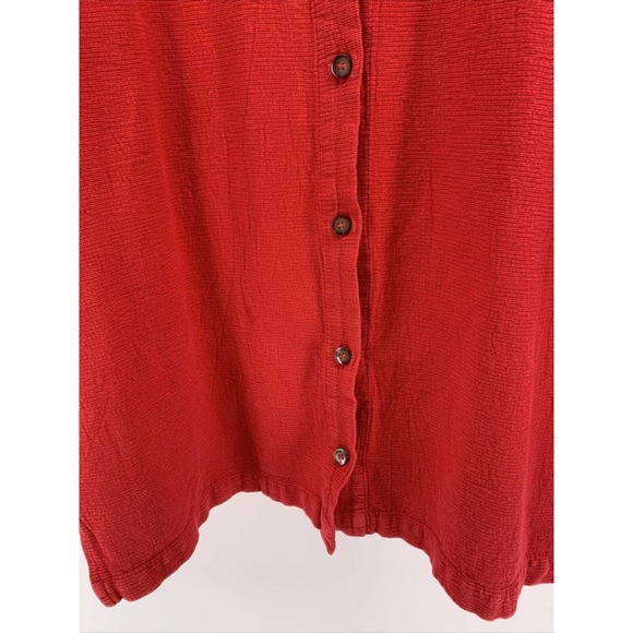 Vintage WEK Button Up Shirt Long Sleeve Red 100% Cotton Textured Size Medium - Picture 5 of 12